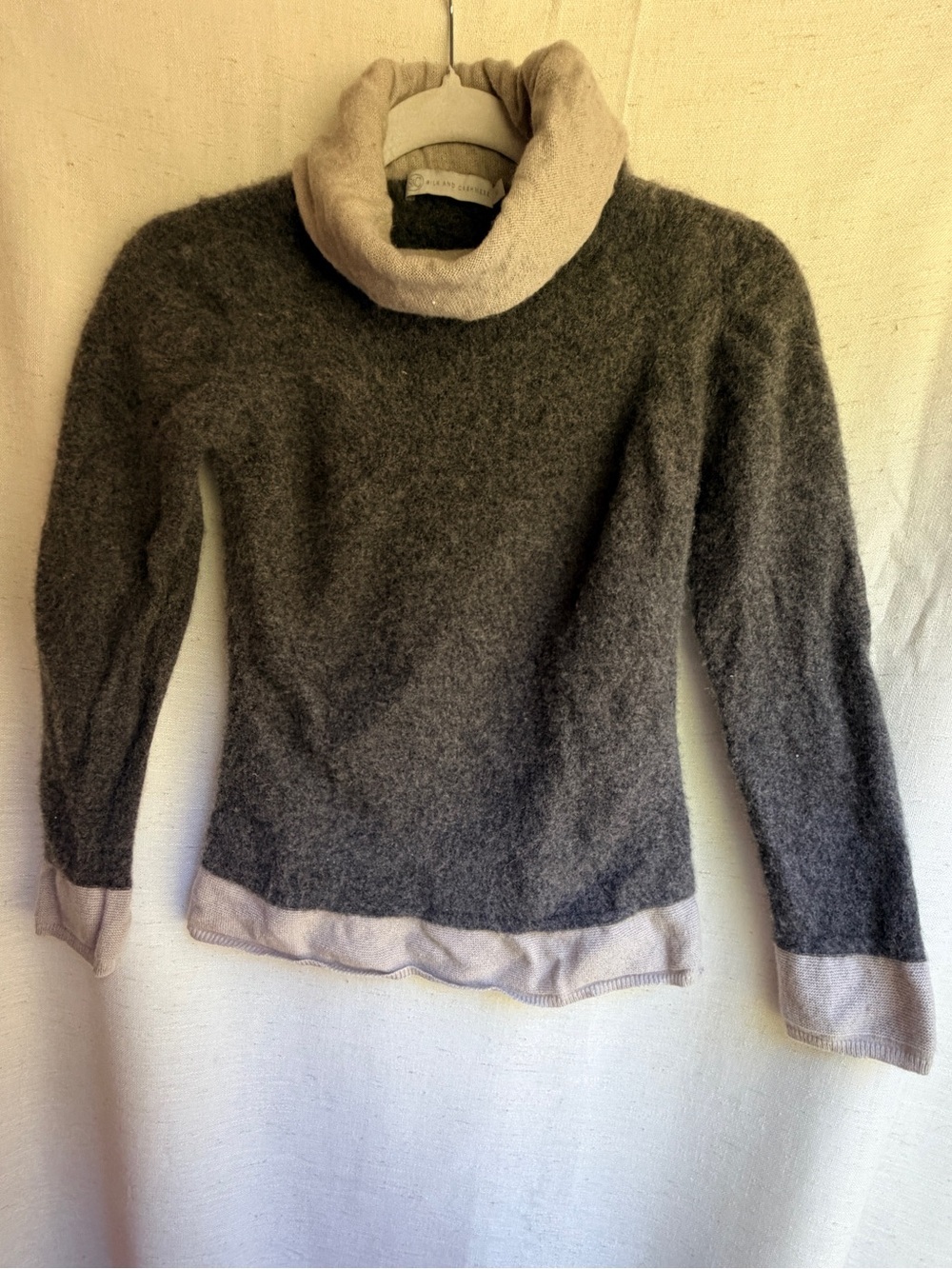 Silk and Cashmere 100% Cashmere Two Tone Sweater Anthracite M